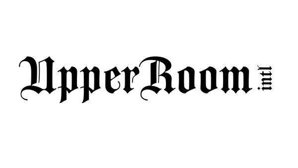 Black text 'Upper Room' on a white background